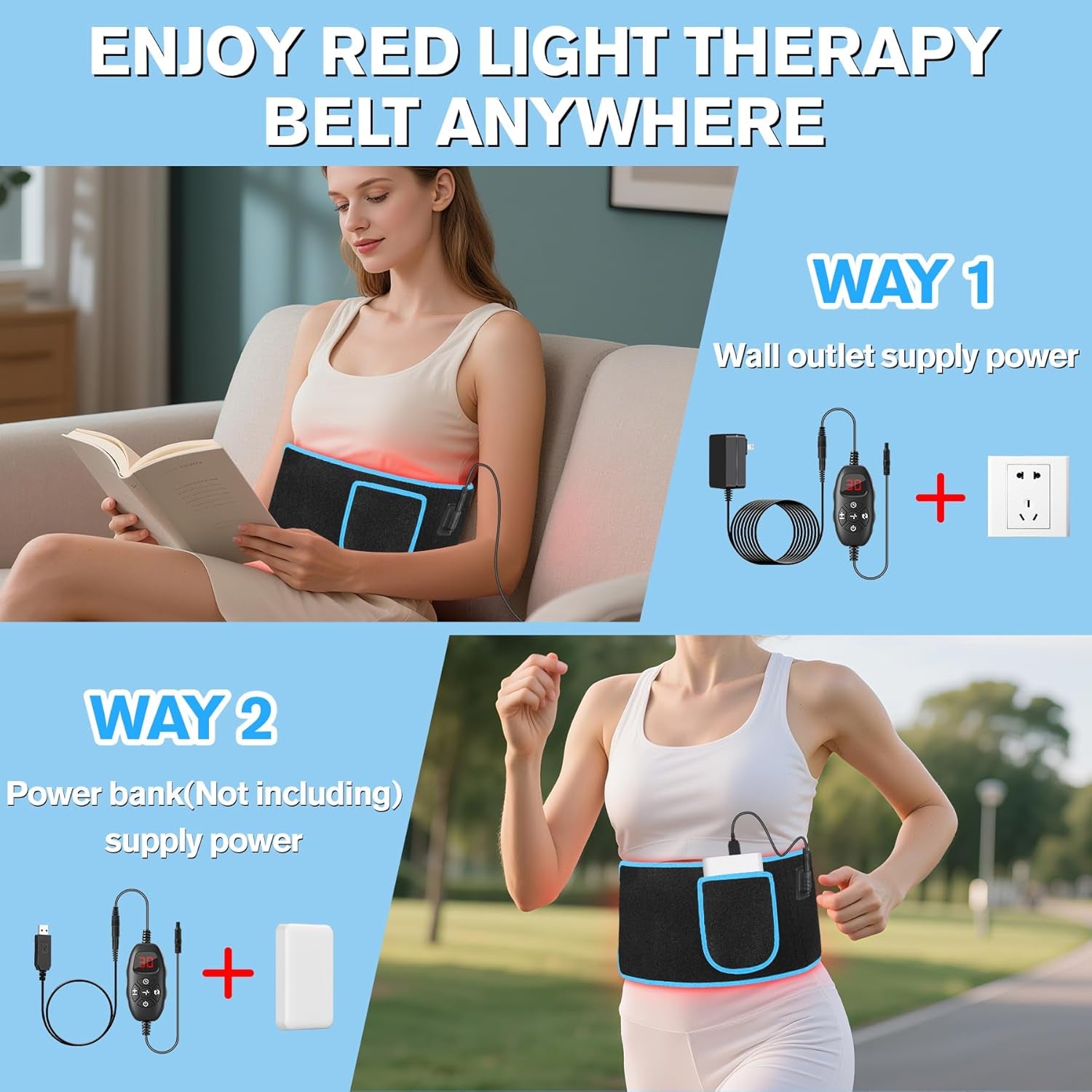 Red Light Belt, Red Light for Body,660Nm & 850Nm Infrared Light Wrap Belt,Red Light Device with Upgraded 3 in 1 Led Beads,Red Light Belt with Timer