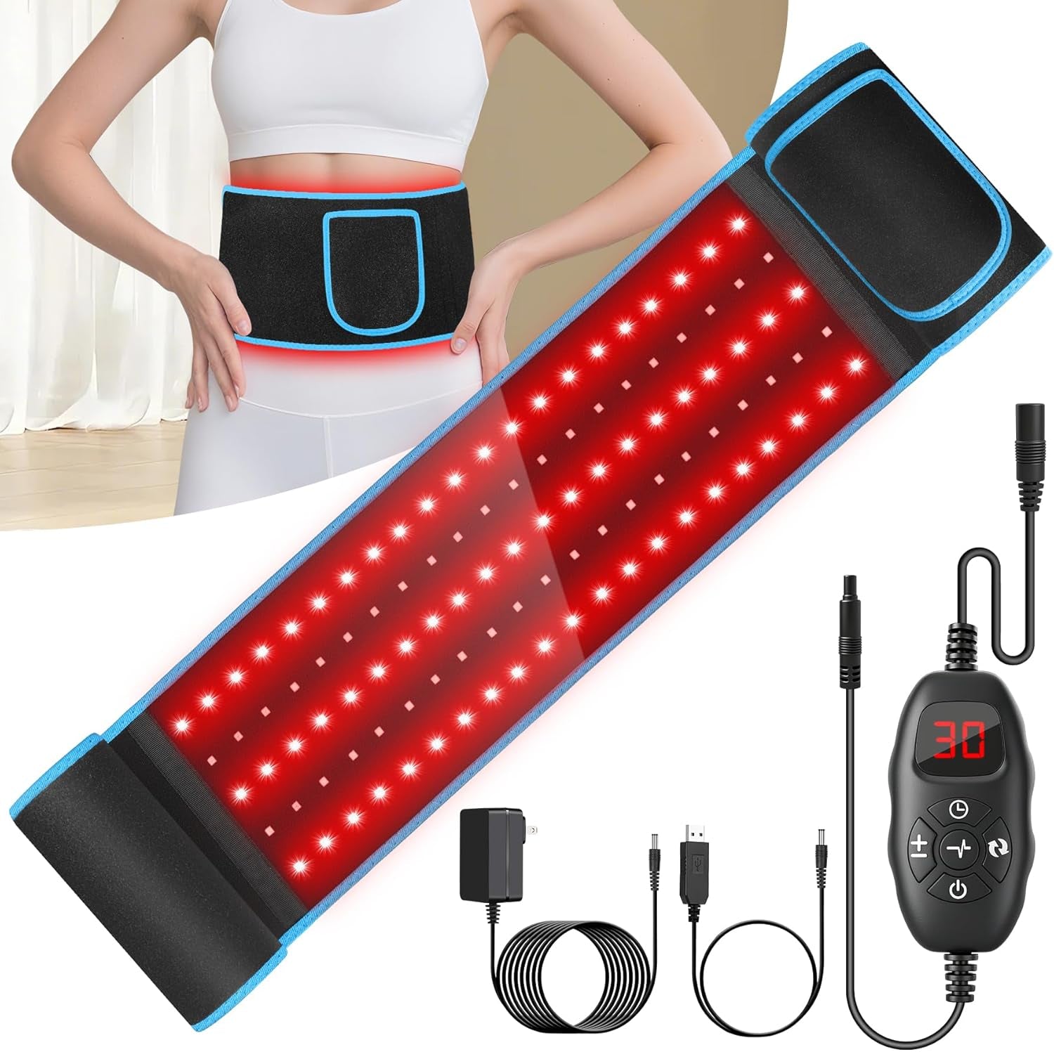 Red Light Belt, Red Light for Body,660Nm & 850Nm Infrared Light Wrap Belt,Red Light Device with Upgraded 3 in 1 Led Beads,Red Light Belt with Timer