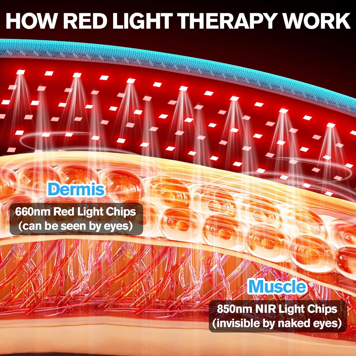 Red Light Belt, Red Light for Body,660Nm & 850Nm Infrared Light Wrap Belt,Red Light Device with Upgraded 3 in 1 Led Beads,Red Light Belt with Timer