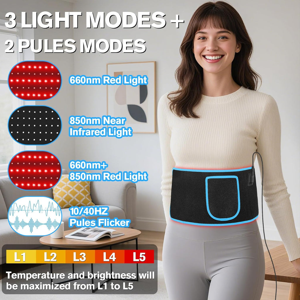 Red Light Belt, Red Light for Body,660Nm & 850Nm Infrared Light Wrap Belt,Red Light Device with Upgraded 3 in 1 Led Beads,Red Light Belt with Timer